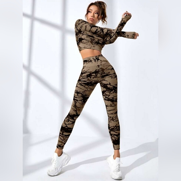 SHEIN Pants - Yoga Trendy 2pcs Seamless High Stretch Tie Dye Yoga Set